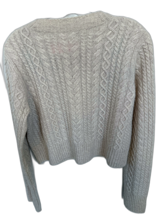 Reformation Size M Tan & Green Wool Cable Knit embroider neck Flowers Sweater Tan & Green / M