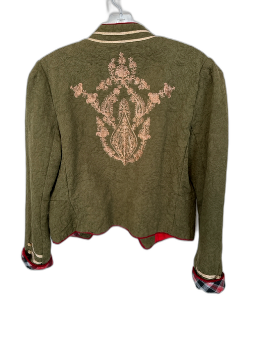 Free People Size S Olive Green & Red Cotton jaquard Military GHW Jacket Olive Green & Red / S
