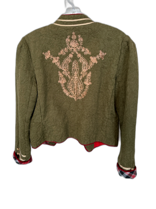 Free People Size S Olive Green & Red Cotton jaquard Military GHW Jacket Olive Green & Red / S