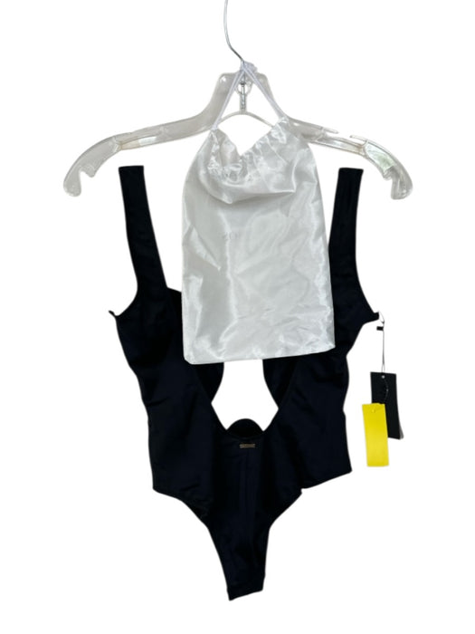 Sqorpios Size M Black & Nude Mesh Cut Out One Piece Low Back Swimsuit Black & Nude / M