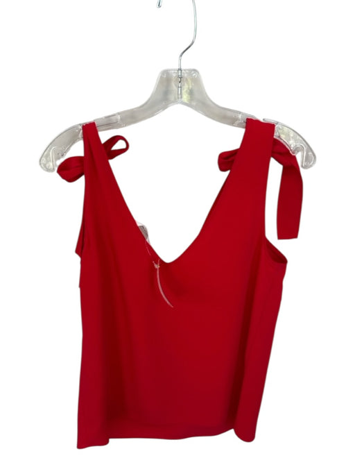 Amanda Uprichard Size M Fire Engine Red Polyester Tie V Neck Top Fire Engine Red / M