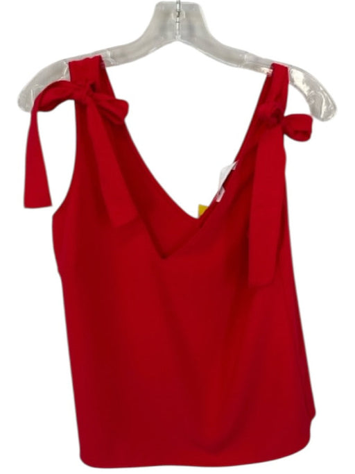 Amanda Uprichard Size M Fire Engine Red Polyester Tie V Neck Top Fire Engine Red / M