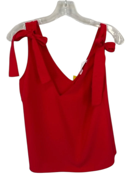 Amanda Uprichard Size M Fire Engine Red Polyester Tie V Neck Top Fire Engine Red / M
