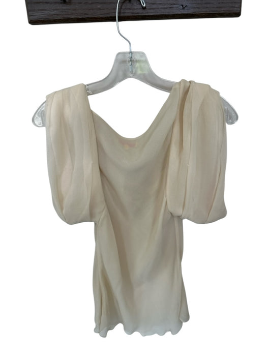 Catherine Malandrino Size L Cream Silk Lace V Neck Braided Top Cream / L