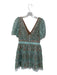 Self-Portrait Size 4 Torquoise Polyester Blend Sequin Ruffle V Neck Gown Torquoise / 4