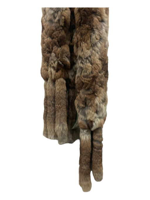 Brown & Beige Rabbit Fur Fringe Hem scarf Brown & Beige