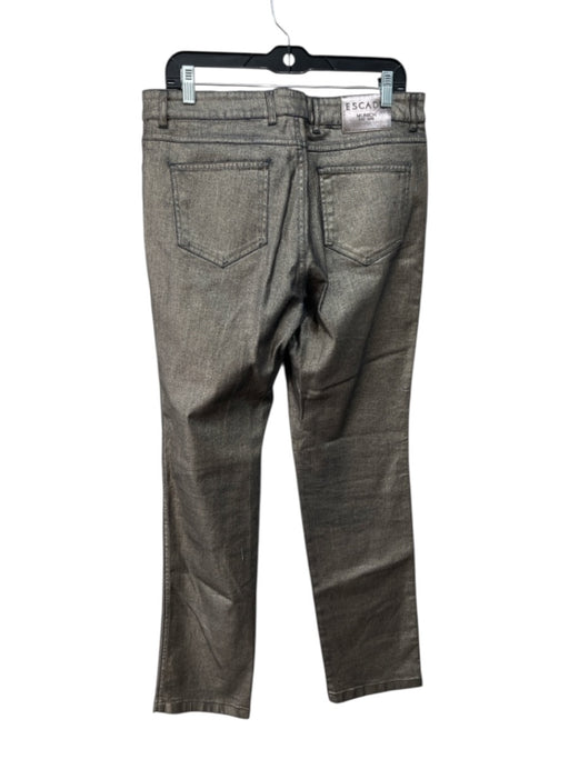 Escada Size 42 Silver Cotton Blend Mid Rise Straight Cut Gold Hardware Jeans Silver / 42