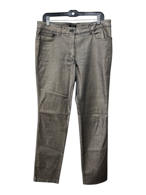 Escada Size 42 Silver Cotton Blend Mid Rise Straight Cut Gold Hardware Jeans Silver / 42