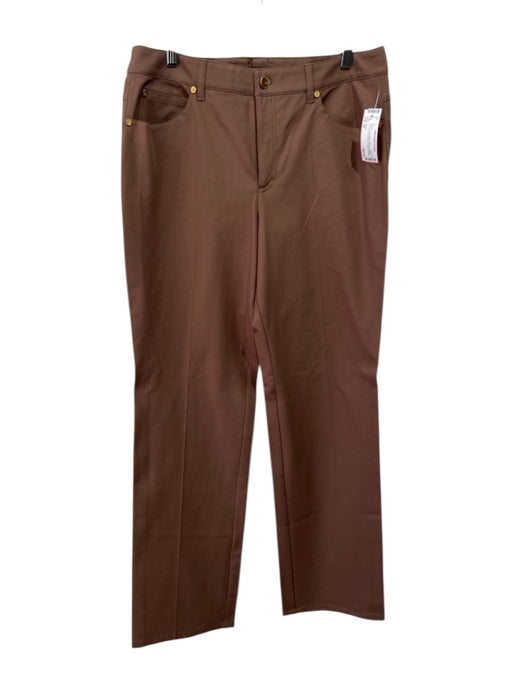 Escada Size 42 Brown Cotton Blend Mid Rise Straight Cut Gold Hardware Jeans Brown / 42