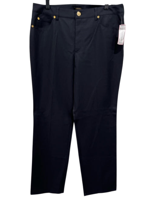 Escada Size 42 Black Cotton Blend Mid Rise Straight Cut Gold Hardware Jeans Black / 42