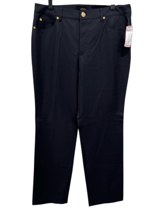 Escada Size 42 Black Cotton Blend Mid Rise Straight Cut Gold Hardware Jeans Black / 42
