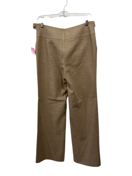 Escada Size 38 Beige Wool Blend Mid Rise Straight Side Zip Seam Detail Pants Beige / 38
