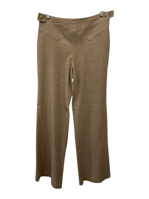 Escada Size 38 Beige Wool Blend Mid Rise Straight Side Zip Seam Detail Pants Beige / 38