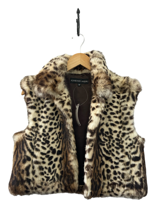 Adrienne Landau Size M Brown & Cream Fur Vest Brown & Cream / M