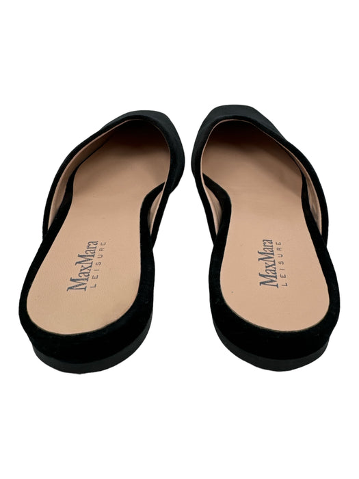 Max Mara Leisure Shoe Size 38 Black Velvet Square Toe Slip On Mules Black / 38