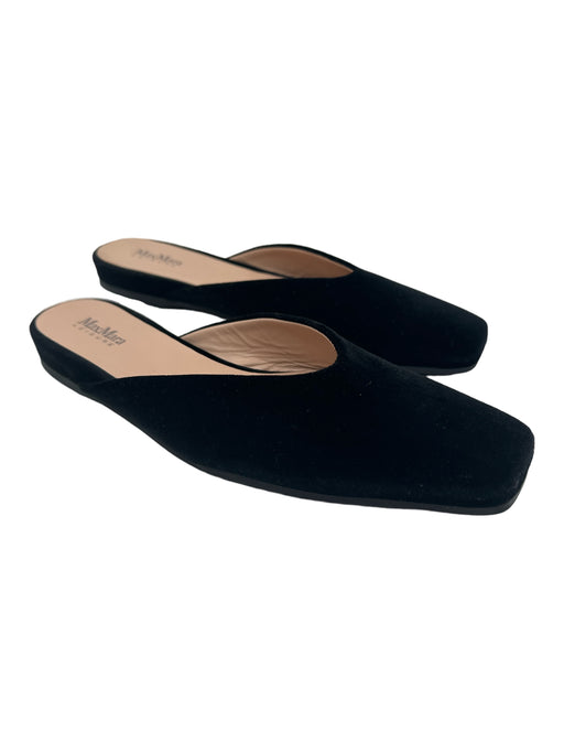 Max Mara Leisure Shoe Size 38 Black Velvet Square Toe Slip On Mules Black / 38