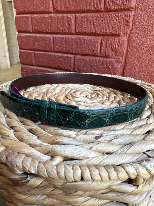 Emerald Green Leather Croc Belts