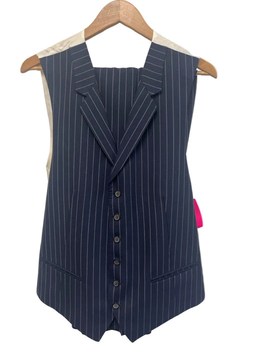 Suitsupply Navy Blue & White Wool Striped 3 Piece Men's Suit