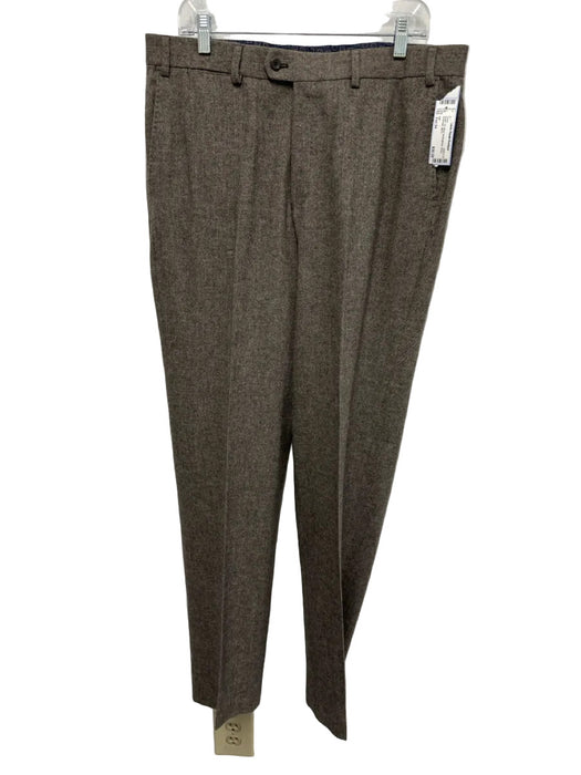 Hiltl Size Est 34 Brown Wool Herringbone Dress Men's Pants