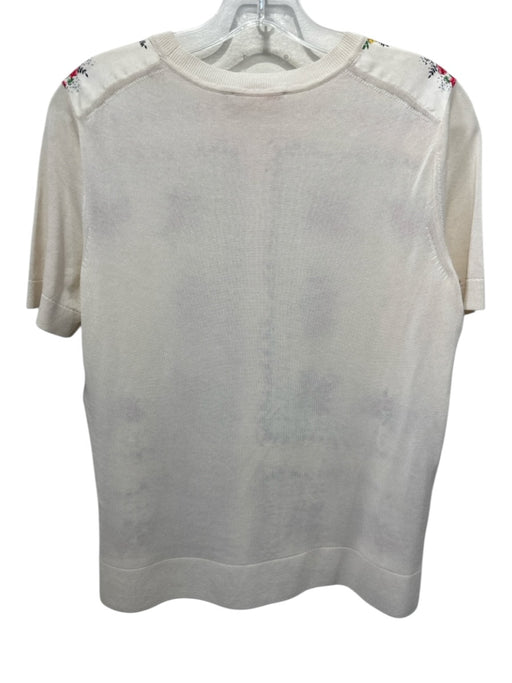 Tory Burch Size S Beige, Pink, Green Silk & Cotton Blend Short Sleeve Knit Top Beige, Pink, Green / S