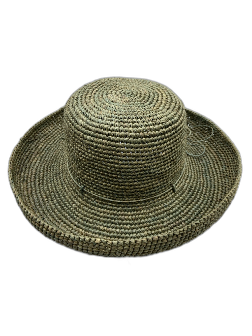 shebobo Dusty Green Raffia Woven Round Tie Detail Sun Hat Dusty Green