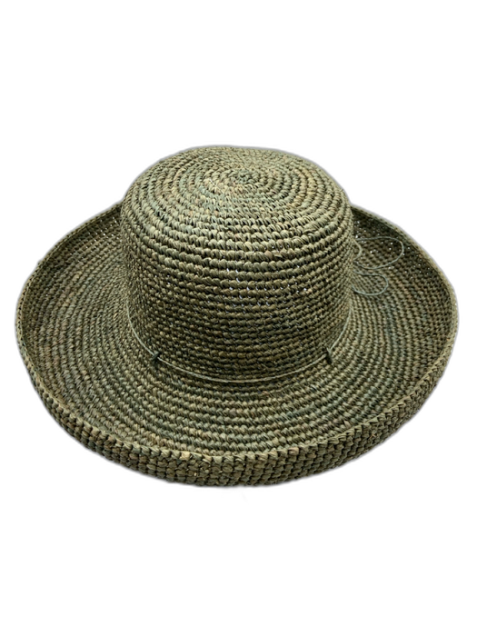 shebobo Dusty Green Raffia Woven Round Tie Detail Sun Hat Dusty Green