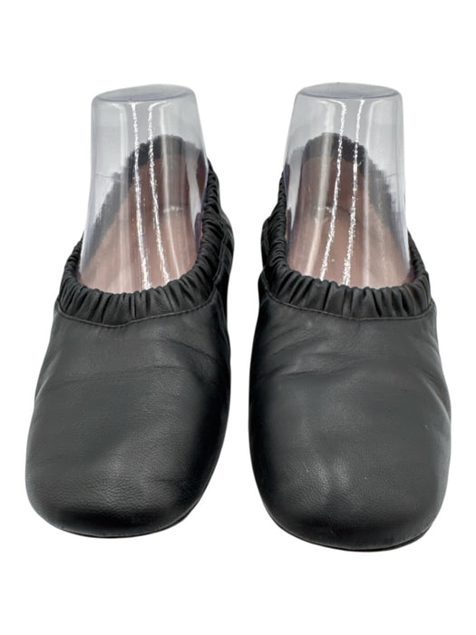 Stuart Weitzman Shoe Size 8.5 Black Leather Elastic Square Round Toe Flats Black / 8.5