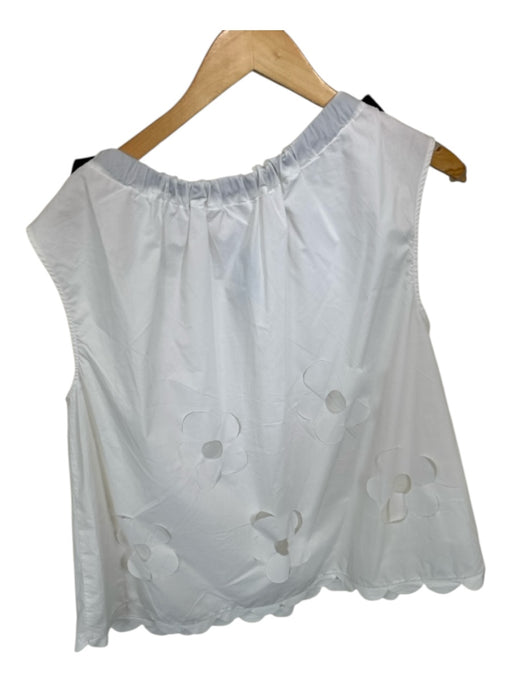 Meimeij Size 46 White & Black Cotton Bows Cut Outs Sleeveless Top White & Black / 46