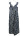 Teri Jon Size 8 Slate Navy Blue Polyester Blend Metallic Floral Jacquard Gown Slate Navy Blue / 8