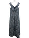 Teri Jon Size 8 Slate Navy Blue Polyester Blend Metallic Floral Jacquard Gown Slate Navy Blue / 8