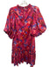 Tyler Boe Size L Pink, Blue, & Green Print Cotton Ruffle Neck Floral Print Dress Pink, Blue, & Green Print / L