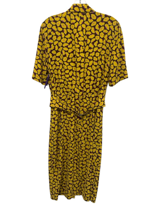 Kate Spade Size 8 Yellow, Plum, Purple Polyester Button Floral Gathered Dress Yellow, Plum, Purple / 8