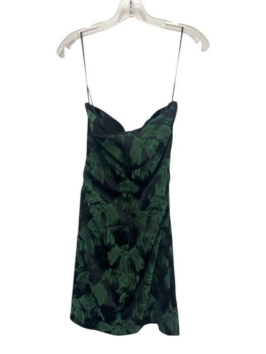 Teri Jon Size 8 Green & Black Polyester Blend Side Gather Sheer Yoke Dress Green & Black / 8