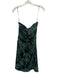 Teri Jon Size 8 Green & Black Polyester Blend Side Gather Sheer Yoke Dress Green & Black / 8