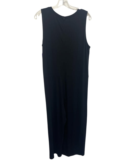 Eileen Fisher Size M Black Spandex Jersey Back Zip Sleeveless Wide Leg Jumpsuit Black / M