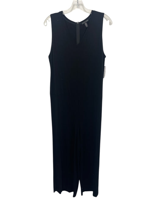 Eileen Fisher Size M Black Spandex Jersey Back Zip Sleeveless Wide Leg Jumpsuit Black / M