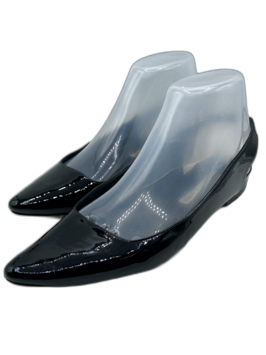 Manolo Blahnik Shoe Size 37.5 Black Patent Leather Pointed Toe Flat Slingbacks Black / 37.5