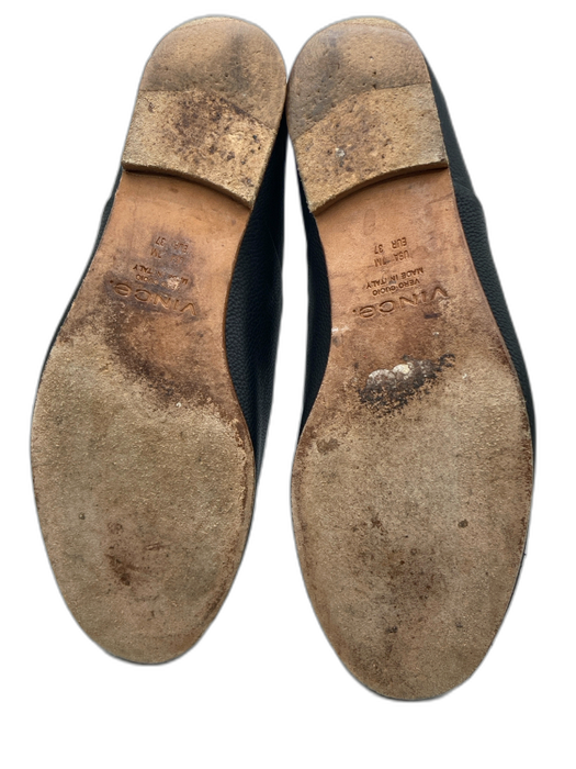 Vince Shoe Size 37 Black Leather Round Toe Pull On Flats Loafers Black / 37