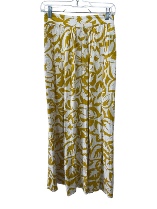 Madewell Size XS Yellow & White Linen Blend Abstract Floral Elastic Waist Skirt Yellow & White / XS