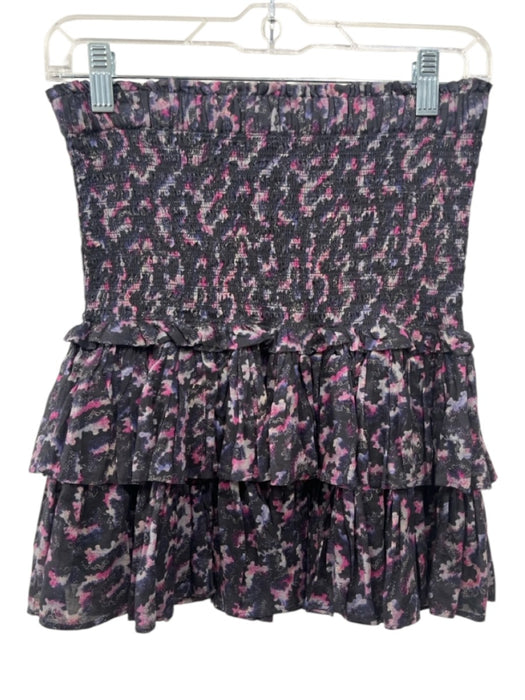 Isabel Etoile Marant Size 40 Black, Purple, Multi Cotton Abstract Print Skirt Black, Purple, Multi / 40