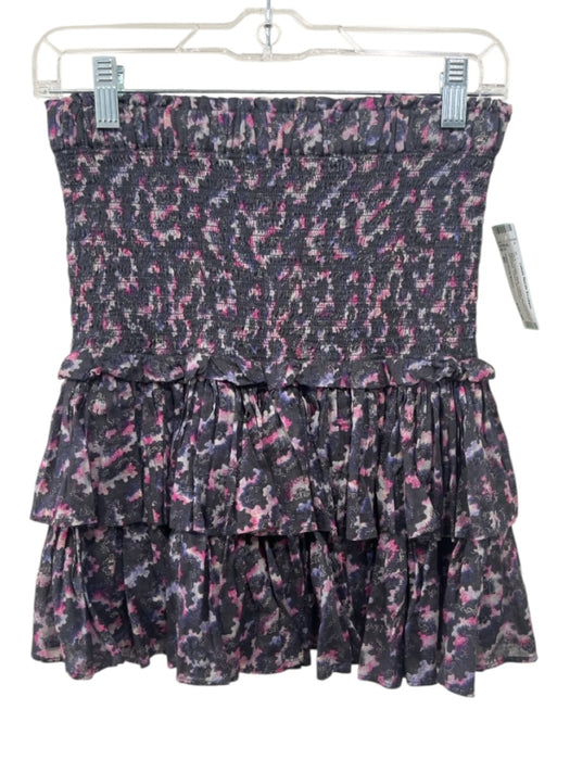 Isabel Etoile Marant Size 40 Black, Purple, Multi Cotton Abstract Print Skirt Black, Purple, Multi / 40