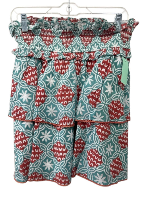 Marea Size M Blue, Orange, White Cotton All Over Print Elastic Waist Skirt Blue, Orange, White / M