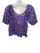 Banjanan Size L Purple, Blue, Multi Cotton Abstract Print Short Puff Sleeve Top Purple, Blue, Multi / L