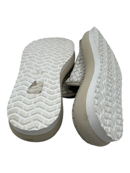 Patrizia Bonfanti Shoe Size 37 Beige & White Leather Interwoven Platform Sandals Beige & White / 37