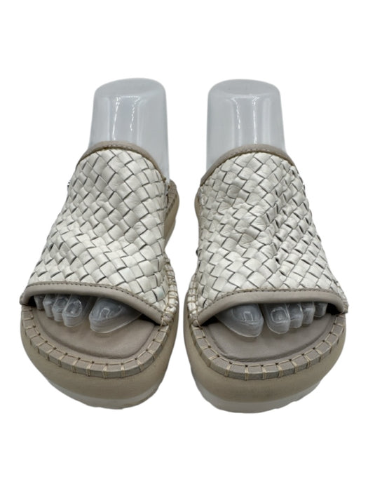 Patrizia Bonfanti Shoe Size 37 Beige & White Leather Interwoven Platform Sandals Beige & White / 37
