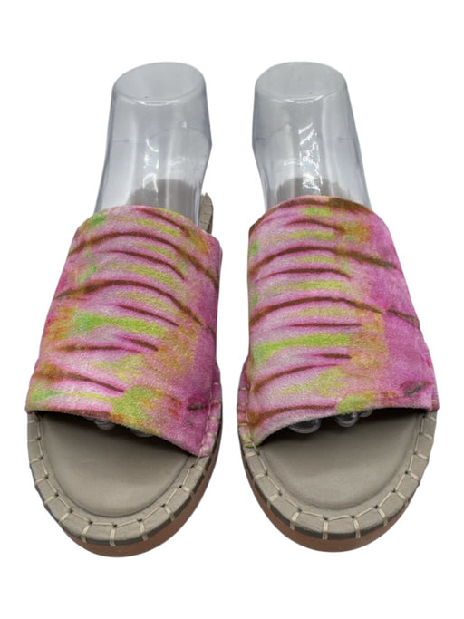 Patrizia Bonfanti Shoe Size 37 Gray, Pink, Green Suede Abstract Print Sandals Gray, Pink, Green / 37