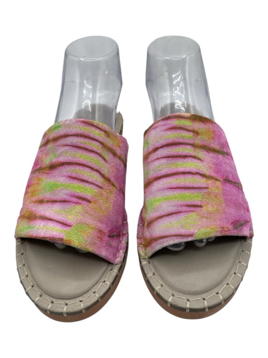 Patrizia Bonfanti Shoe Size 37 Gray, Pink, Green Suede Abstract Print Sandals Gray, Pink, Green / 37
