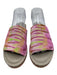 Patrizia Bonfanti Shoe Size 37 Gray, Pink, Green Suede Abstract Print Sandals Gray, Pink, Green / 37