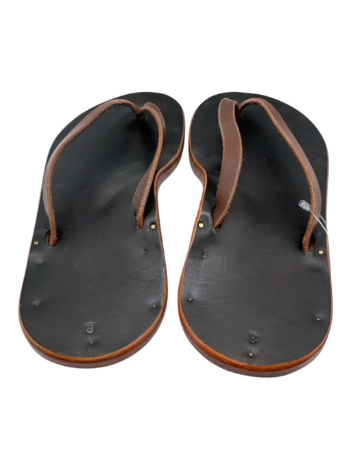 Kika NY Shoe Size 8 Black & Brown Leather Flip Flop Sandals Black & Brown / 8
