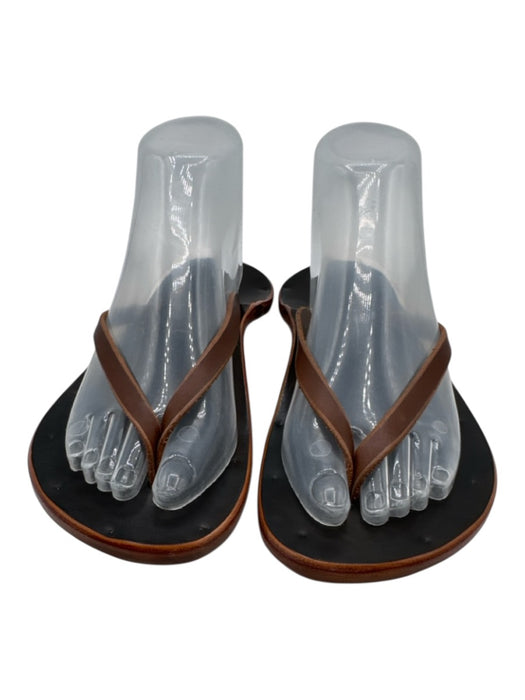 Kika NY Shoe Size 8 Black & Brown Leather Flip Flop Sandals Black & Brown / 8
